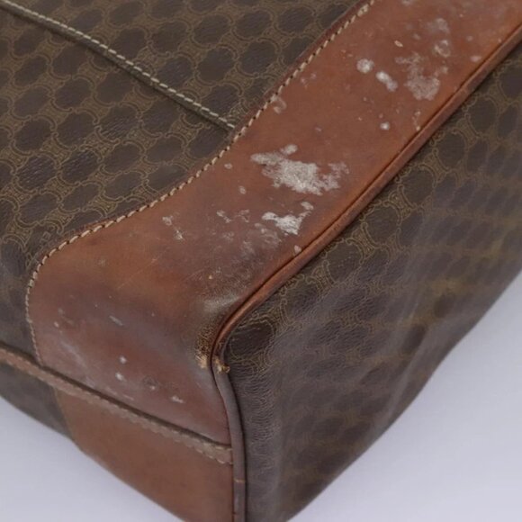 CELINE Macadam Canvas Tote Bag Brown Gold Auth 124118 - Picture 3 of 14